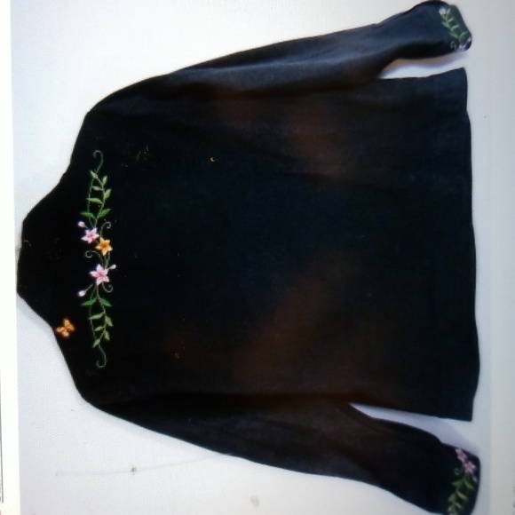 FANCY EMBROIDERED DESIGNER VICTOR COSTA BLACK DENIM JACKET M EUC - Picture 6 of 9